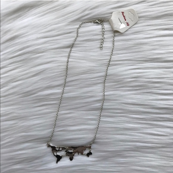 Silver World Map Necklace - Picture 5 of 6